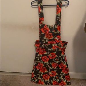 Black and red flowered Overall Dress